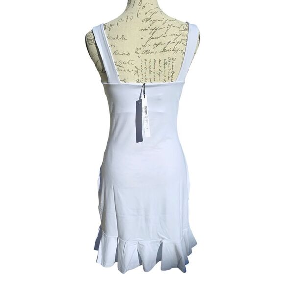 Susana Monaco NWT Boat Neck Ruffle Hem Dress in Sugar White Size‎ Medium - Picture 6 of 13